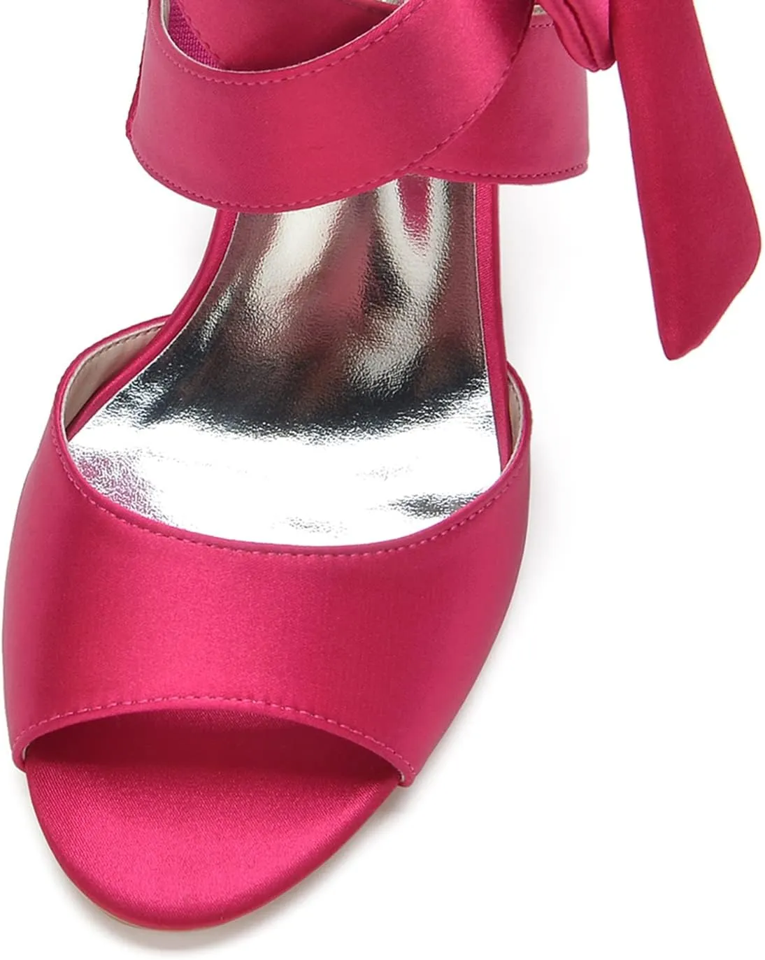 Satin Wedding Sandals for Women Low Chunky Block Heel Cute Bow Peep Toe Back Zipper Bridal Shoes