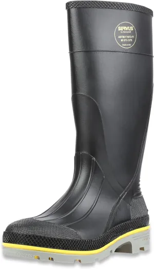 Servus by Honeywell XTP 15"" PVC Chemical-Resistant Steel Toe Men's Work Boots, Black, Yellow & Gray, 7