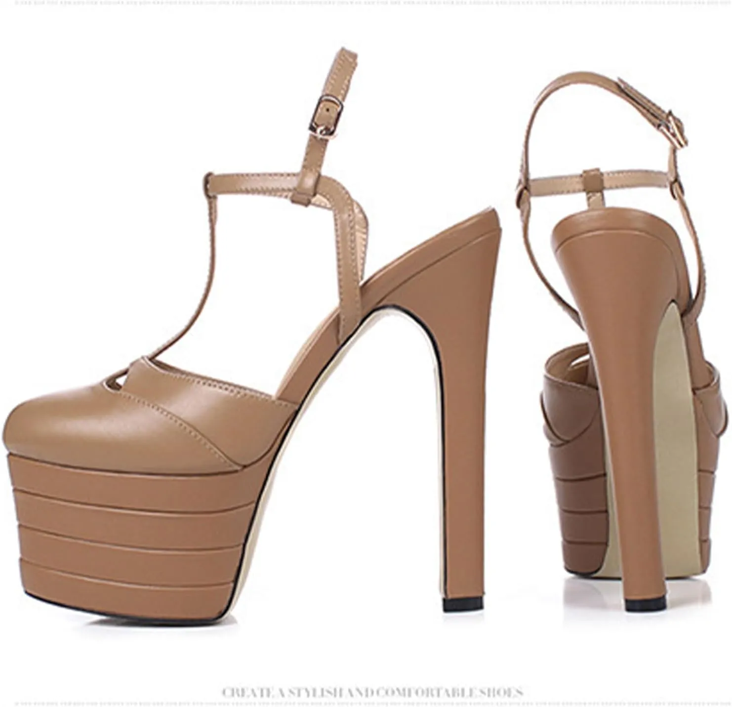 Sexy Women's Elegant Striped Sandals, Fashion Peep Toe T-tied Sweet High Heels for Party, Banquet And Catwalk