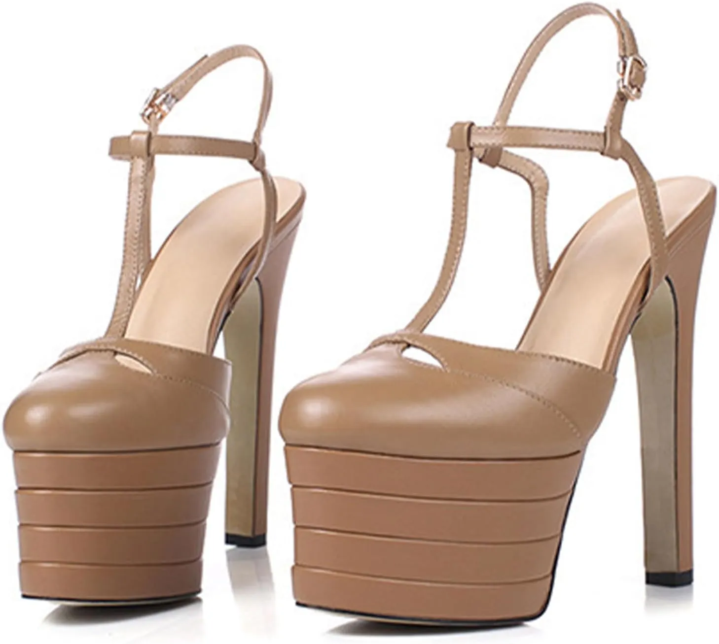 Sexy Women's Elegant Striped Sandals, Fashion Peep Toe T-tied Sweet High Heels for Party, Banquet And Catwalk