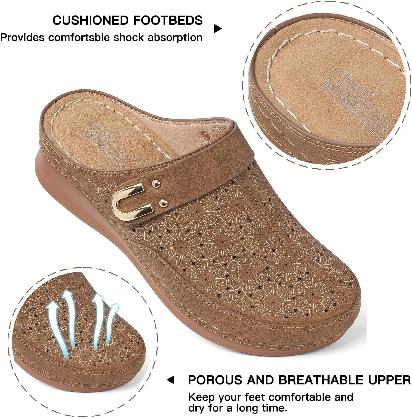 SHIBEVER Clogs for Women Mules Slip-on: Closed Toe Clog - Summer Comfortable Mule