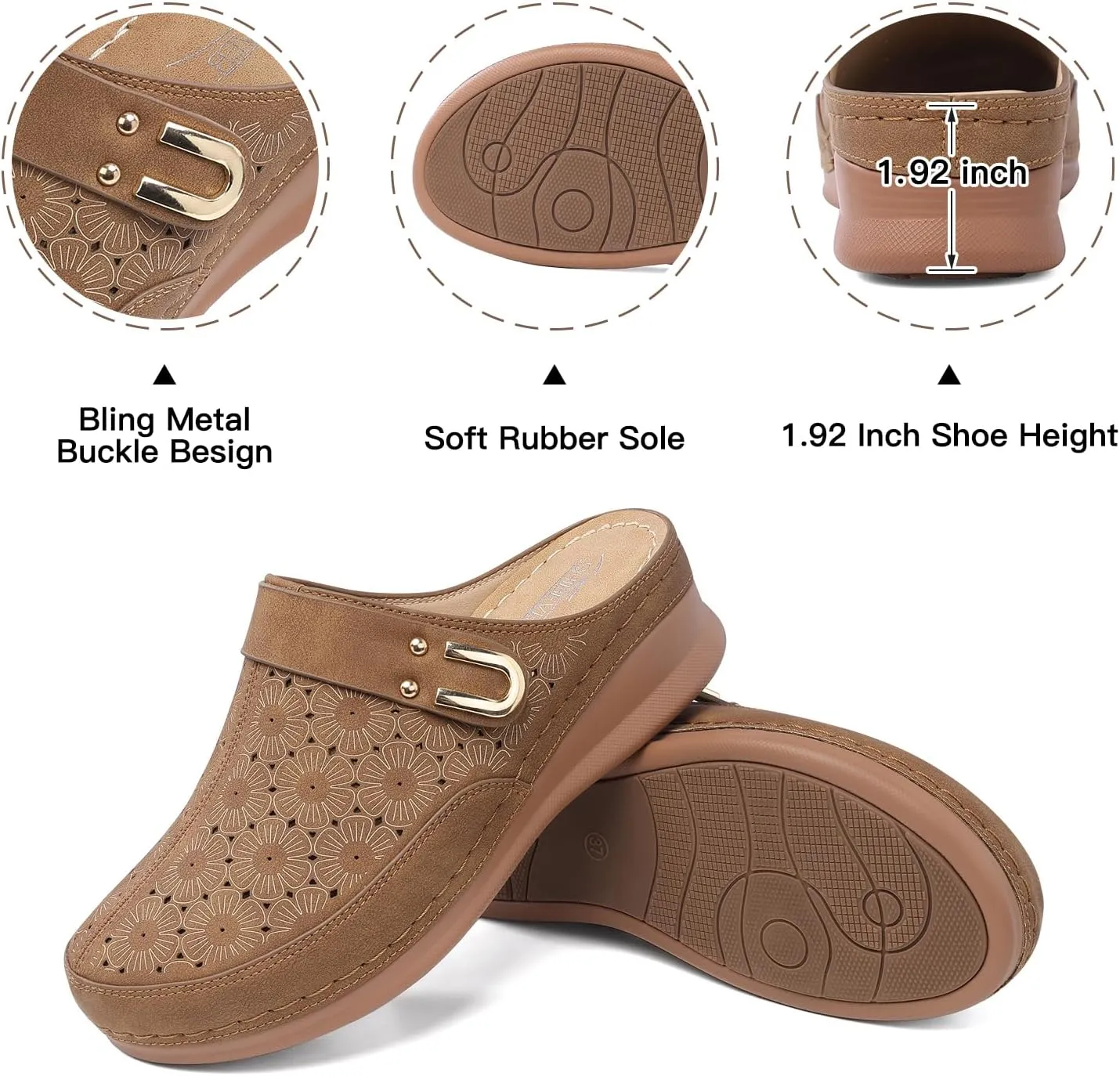 SHIBEVER Clogs for Women Mules Slip-on: Closed Toe Clog - Summer Comfortable Mule