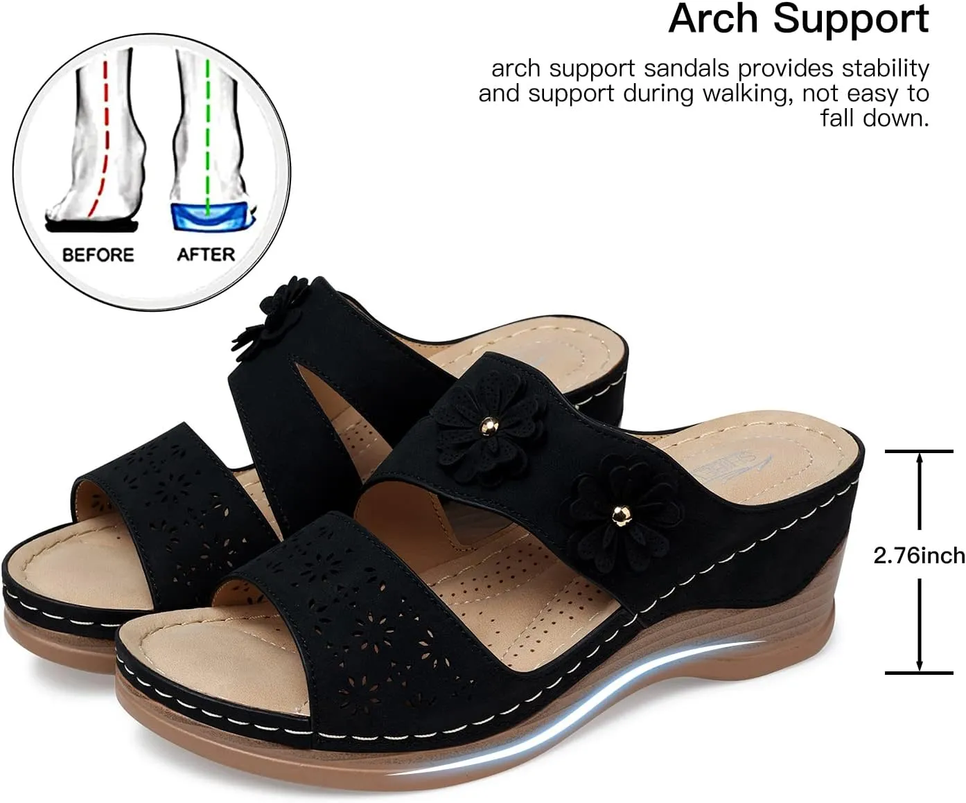 SHIBEVER Wedge Sandals for Dressy Women Platform Summer Womens Low Heels Arch Support Sandal