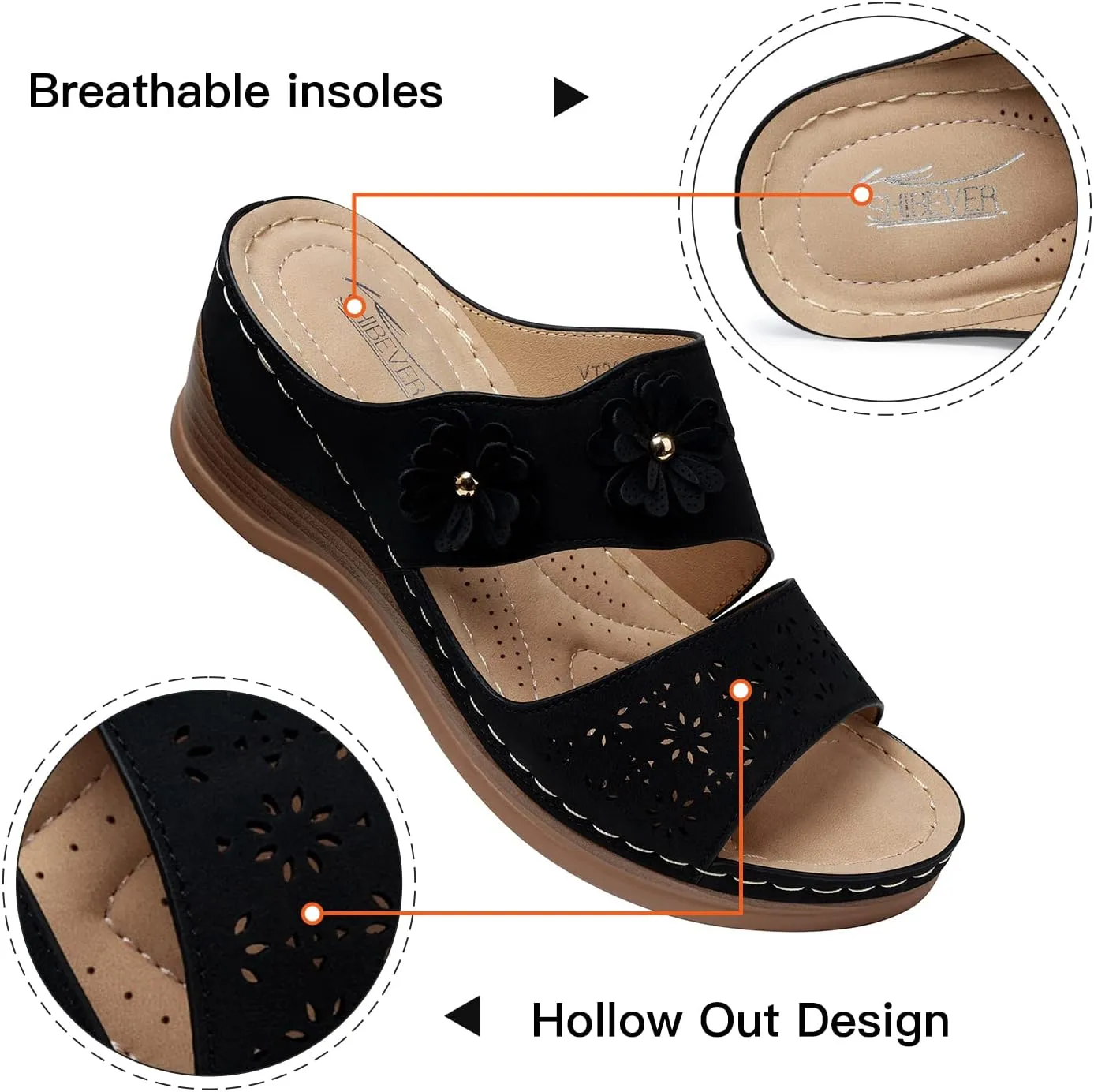 SHIBEVER Wedge Sandals for Dressy Women Platform Summer Womens Low Heels Arch Support Sandal