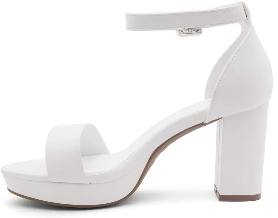 Shoe Land SL-Cabrini Women's Platform Heels, Open Toe Chunky Block Heeled Sandals with Ankle Strap – Dressy High Heel Sandals for Prom, Wedding, and Party