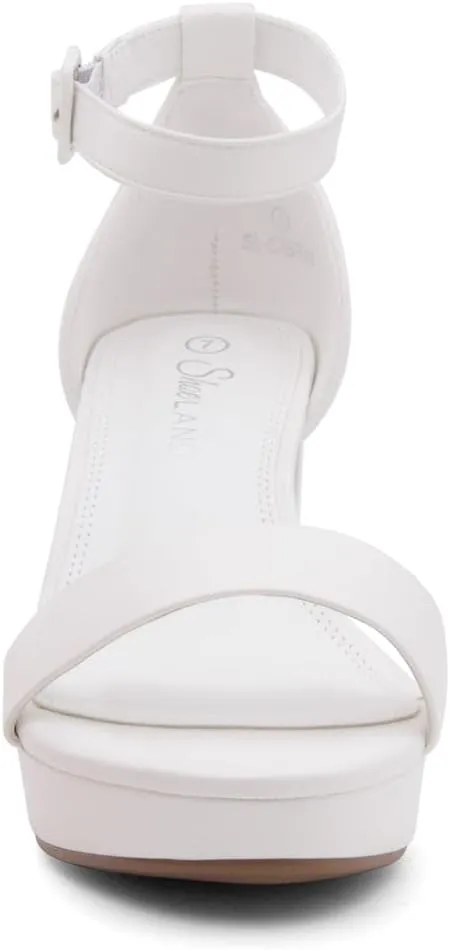 Shoe Land SL-Cabrini Women's Platform Heels, Open Toe Chunky Block Heeled Sandals with Ankle Strap – Dressy High Heel Sandals for Prom, Wedding, and Party