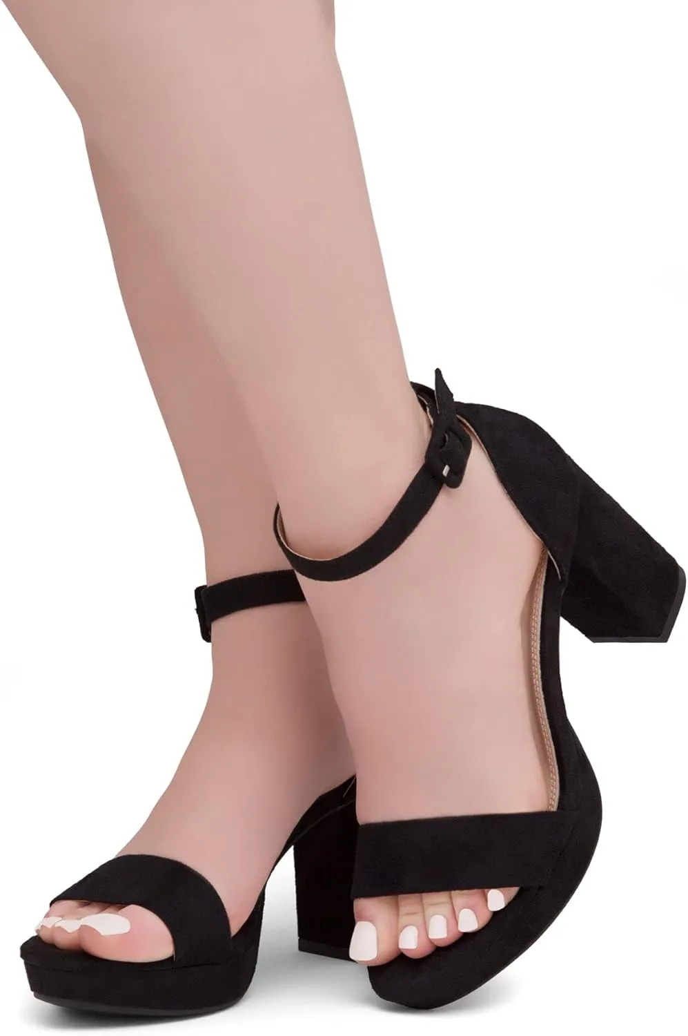 Shoe Land SL-Cabrini Women's Platform Heels, Open Toe Chunky Block Heeled Sandals with Ankle Strap – Dressy High Heel Sandals for Prom, Wedding, and Party