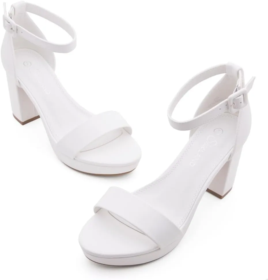 Shoe Land SL-Cabrini Women's Platform Heels, Open Toe Chunky Block Heeled Sandals with Ankle Strap – Dressy High Heel Sandals for Prom, Wedding, and Party