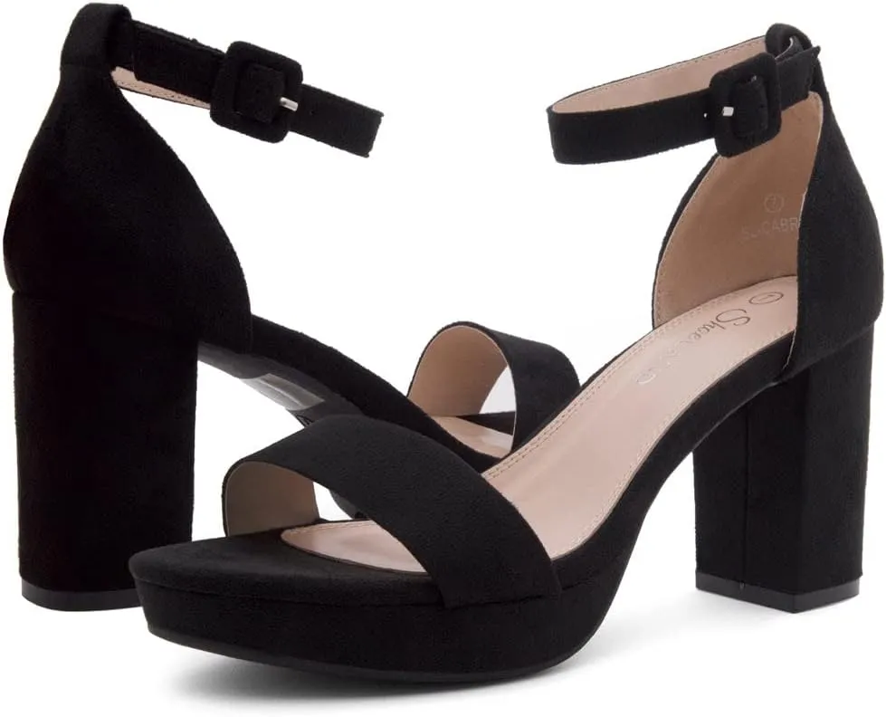 Shoe Land SL-Cabrini Women's Platform Heels, Open Toe Chunky Block Heeled Sandals with Ankle Strap – Dressy High Heel Sandals for Prom, Wedding, and Party