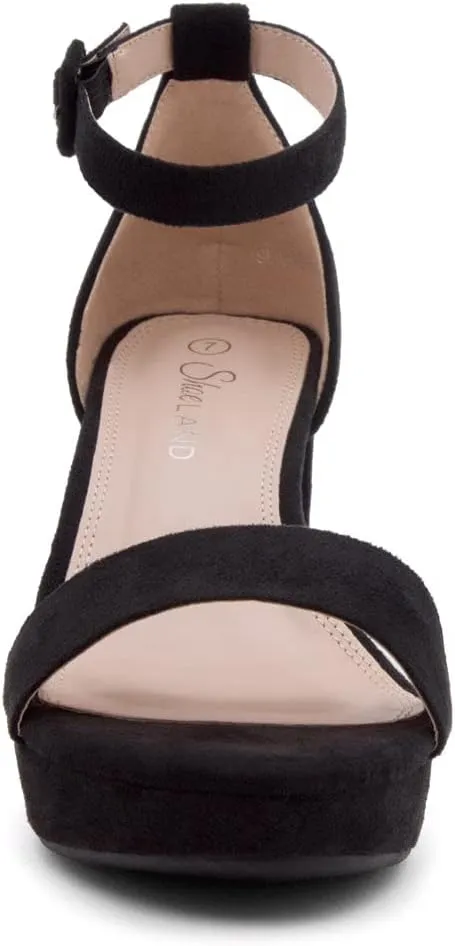 Shoe Land SL-Cabrini Women's Platform Heels, Open Toe Chunky Block Heeled Sandals with Ankle Strap – Dressy High Heel Sandals for Prom, Wedding, and Party