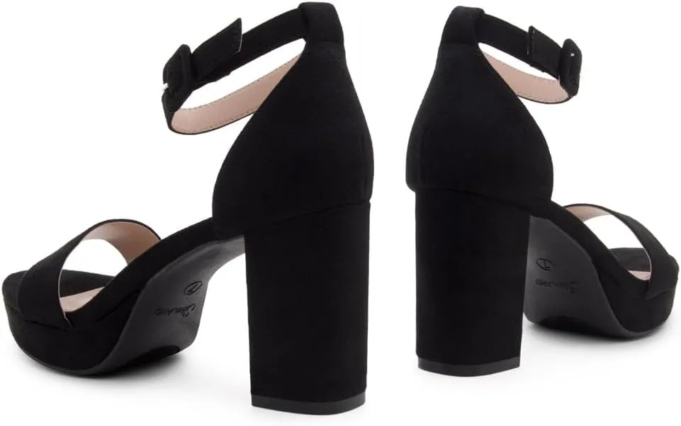 Shoe Land SL-Cabrini Women's Platform Heels, Open Toe Chunky Block Heeled Sandals with Ankle Strap – Dressy High Heel Sandals for Prom, Wedding, and Party