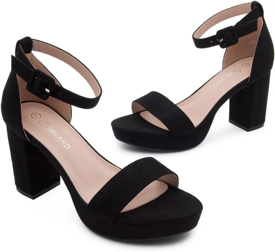 Shoe Land SL-Cabrini Women's Platform Heels, Open Toe Chunky Block Heeled Sandals with Ankle Strap – Dressy High Heel Sandals for Prom, Wedding, and Party