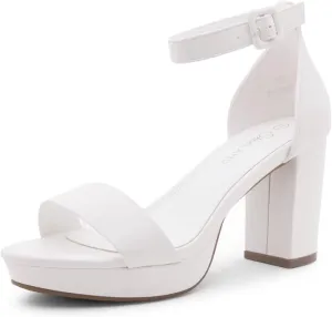 Shoe Land SL-Cabrini Women's Platform Heels, Open Toe Chunky Block Heeled Sandals with Ankle Strap – Dressy High Heel Sandals for Prom, Wedding, and Party