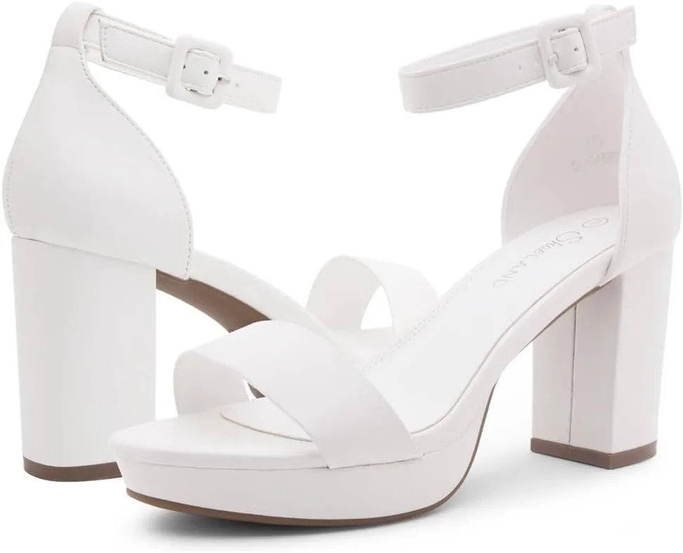 Shoe Land SL-Cabrini Women's Platform Heels, Open Toe Chunky Block Heeled Sandals with Ankle Strap – Dressy High Heel Sandals for Prom, Wedding, and Party