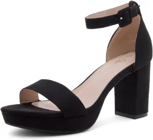 Shoe Land SL-Cabrini Women's Platform Heels, Open Toe Chunky Block Heeled Sandals with Ankle Strap – Dressy High Heel Sandals for Prom, Wedding, and Party