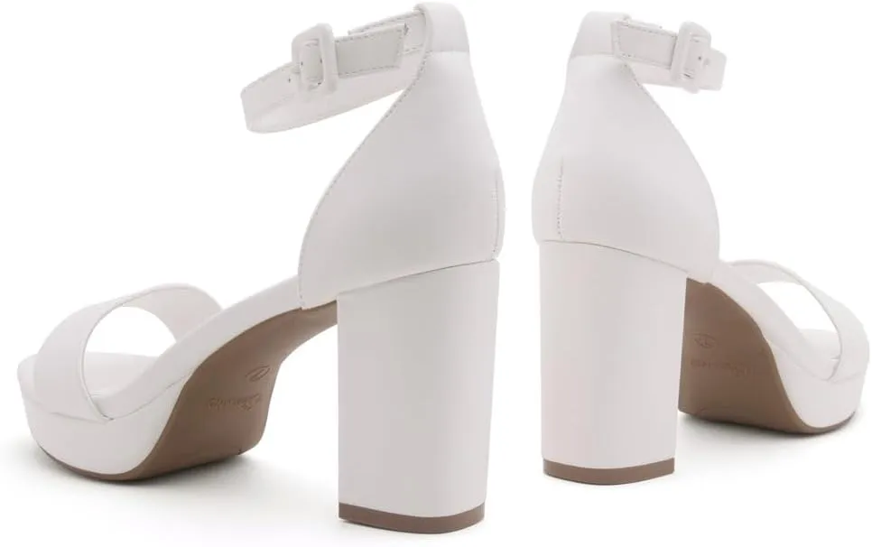 Shoe Land SL-Cabrini Women's Platform Heels, Open Toe Chunky Block Heeled Sandals with Ankle Strap – Dressy High Heel Sandals for Prom, Wedding, and Party