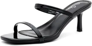 Shoe Land Women's Low Heels | Kitten Heel Sandals for Women | Open Toe Slip-On Slides | Two-Strap Heeled Mules | Dressy Short Heels for Party, Wedding & Vacation