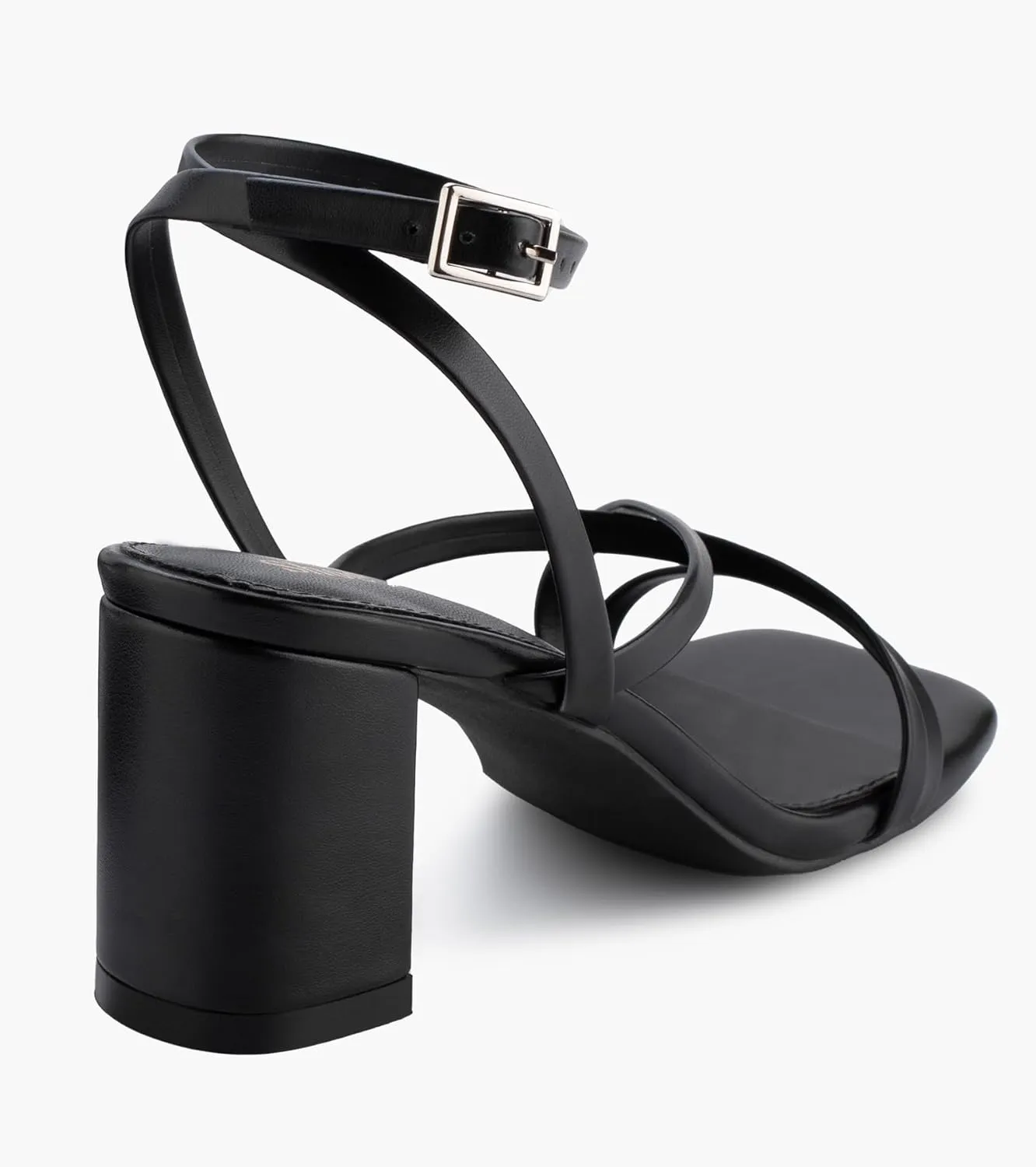 Shoe'N Tale Strappy Heels for Women Block Chunky Heels Open Square Toe Ankle Strap Buckle Sandals