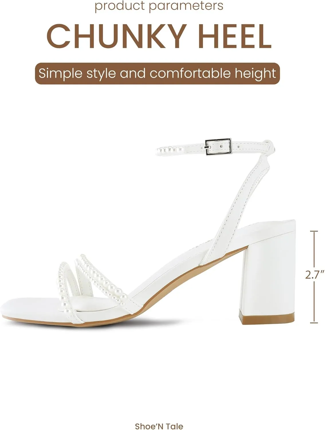 Shoe'N Tale Strappy Heels for Women Square Toe Chunky Block Heels Ankle Buckle Heeled Sandals