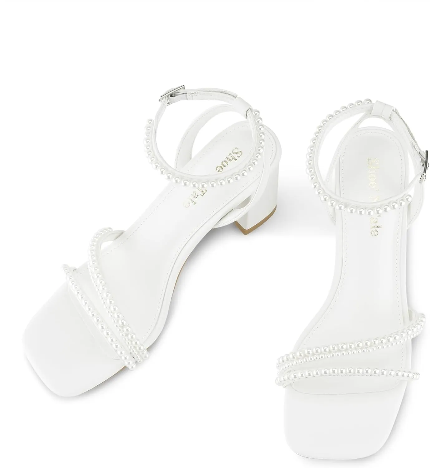 Shoe'N Tale Strappy Heels for Women Square Toe Chunky Block Heels Ankle Buckle Heeled Sandals