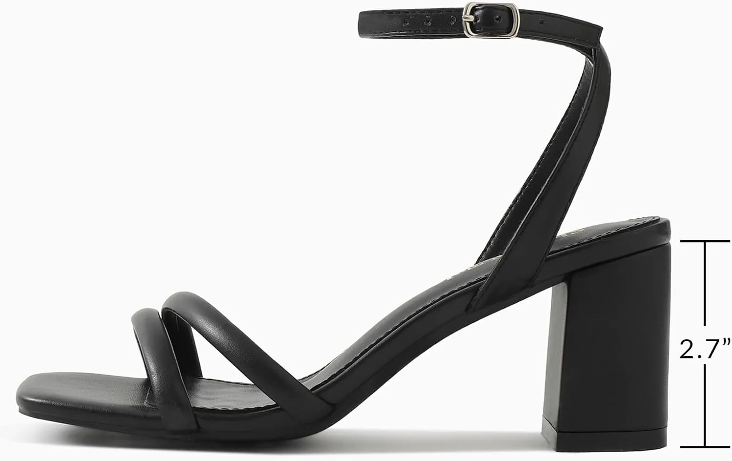 Shoe'N Tale Strappy Heels for Women Square Toe Chunky Block Heels Ankle Buckle Heeled Sandals