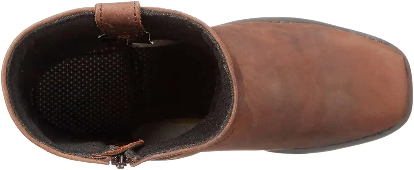 Short Harness Straps Square Toe Pull On Ankle Boot