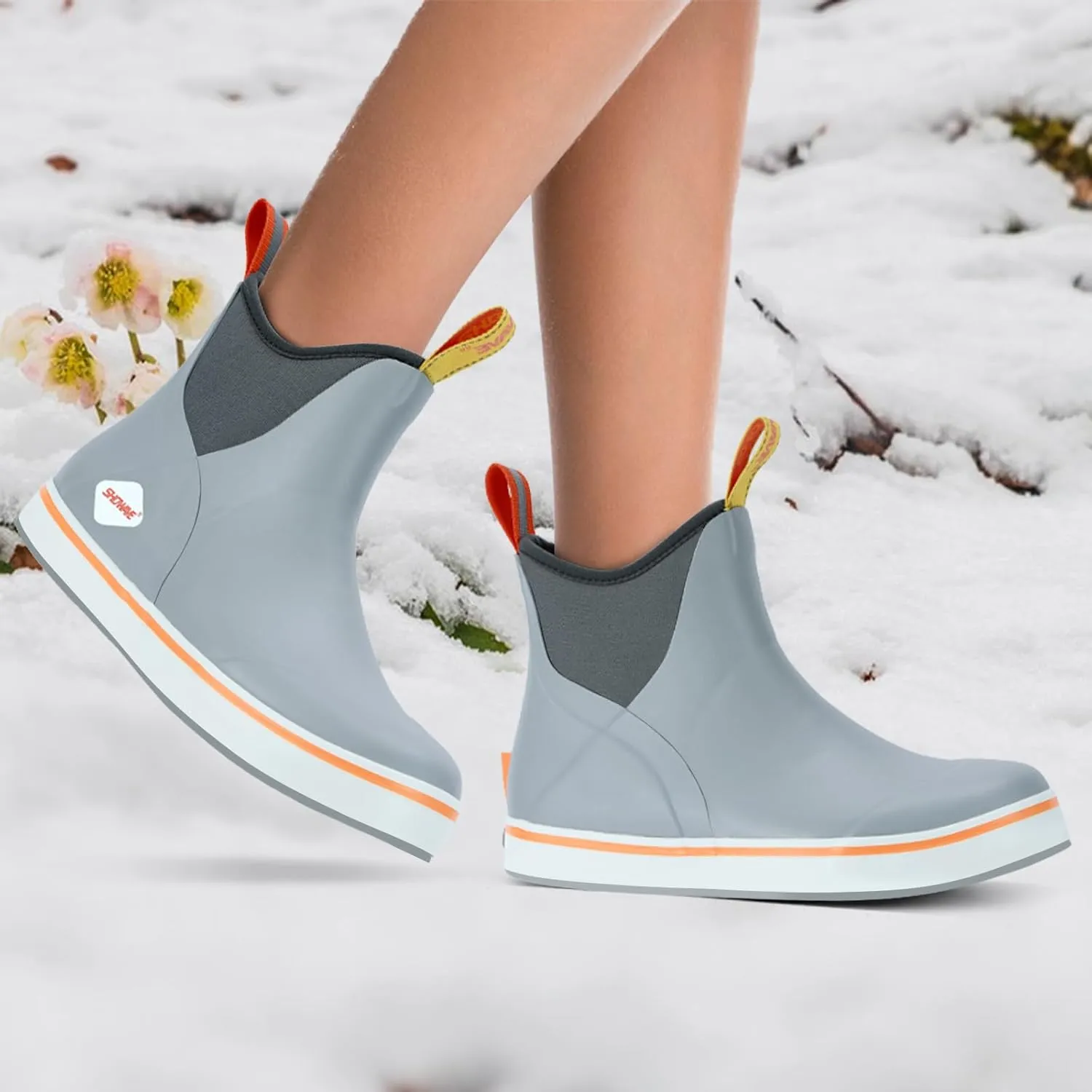 Showave Women's Deck Boots Waterproof Ankle Rain Footwear Non-Slip Rubber Boots for Boating Fishing Gardening Farming