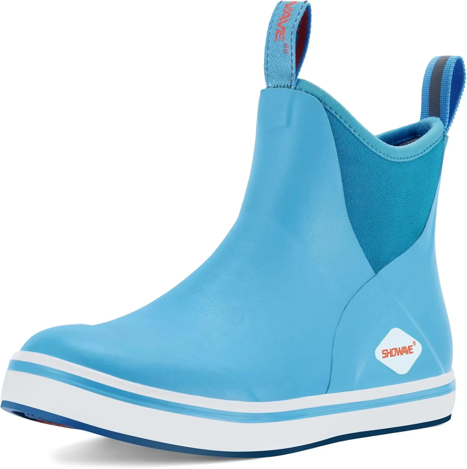 Showave Women's Deck Boots Waterproof Ankle Rain Footwear Non-Slip Rubber Boots for Boating Fishing Gardening Farming