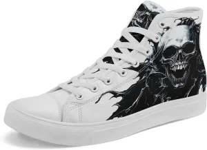 Skull Shoes High Top Canvas Sneakers for Men Women Classic Lace up Casual Trainers Plimsoles Flat Shoes Gothic Walking Streetwear