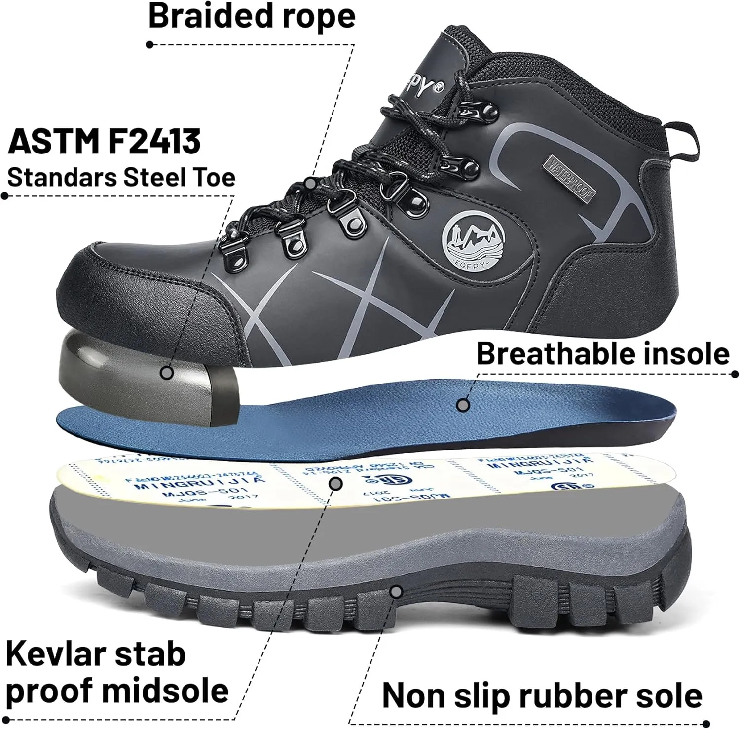 Steel Toe Boots for Men and Women Waterproof Lightweight Work Safety Shoes Puncture Proof Slip Resistant Indestructible Outdoor Hiking Construction Work Utility Boots