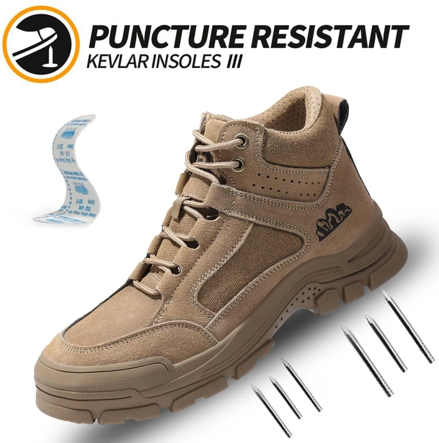 Steel Toe Boots for Men Indestructible Construction Steel Toe Work Shoes Breathable Lightweight High Top Safety Work Boots for Men.
