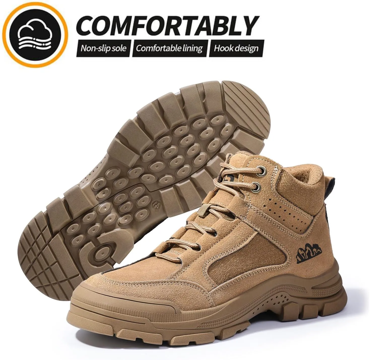 Steel Toe Boots for Men Indestructible Construction Steel Toe Work Shoes Breathable Lightweight High Top Safety Work Boots for Men.