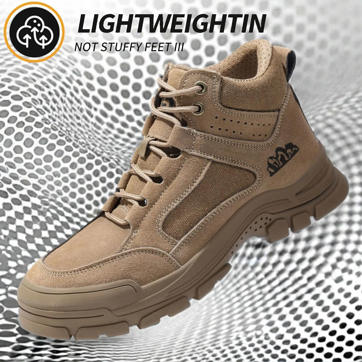 Steel Toe Boots for Men Indestructible Construction Steel Toe Work Shoes Breathable Lightweight High Top Safety Work Boots for Men.