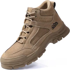 Steel Toe Boots for Men Indestructible Construction Steel Toe Work Shoes Breathable Lightweight High Top Safety Work Boots for Men.