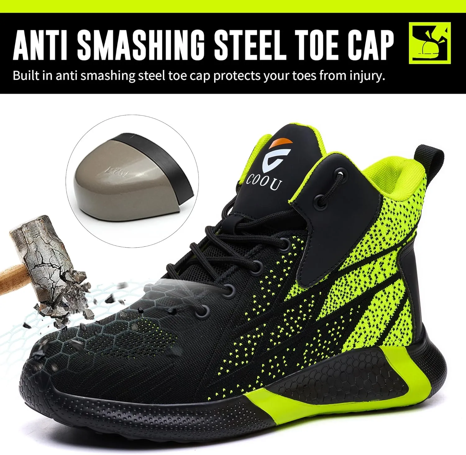 Steel Toe Shoes for Men Lightweight Comfortable Steel Toe Sneakers Waterproof Slip Resistant Steel Toe Boots for Women