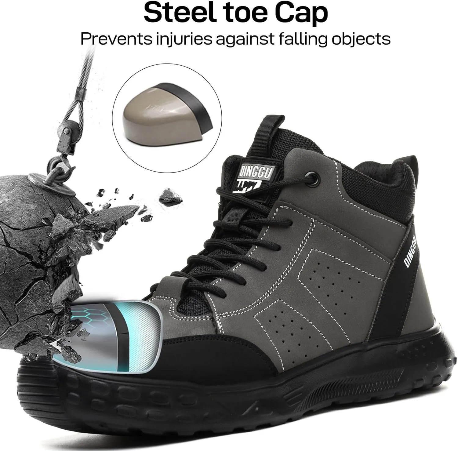 Steel Toe Shoes for Men Women Comfortable Work Shoes Indestructible Construction Work Boots Lightweight Safety Shoes