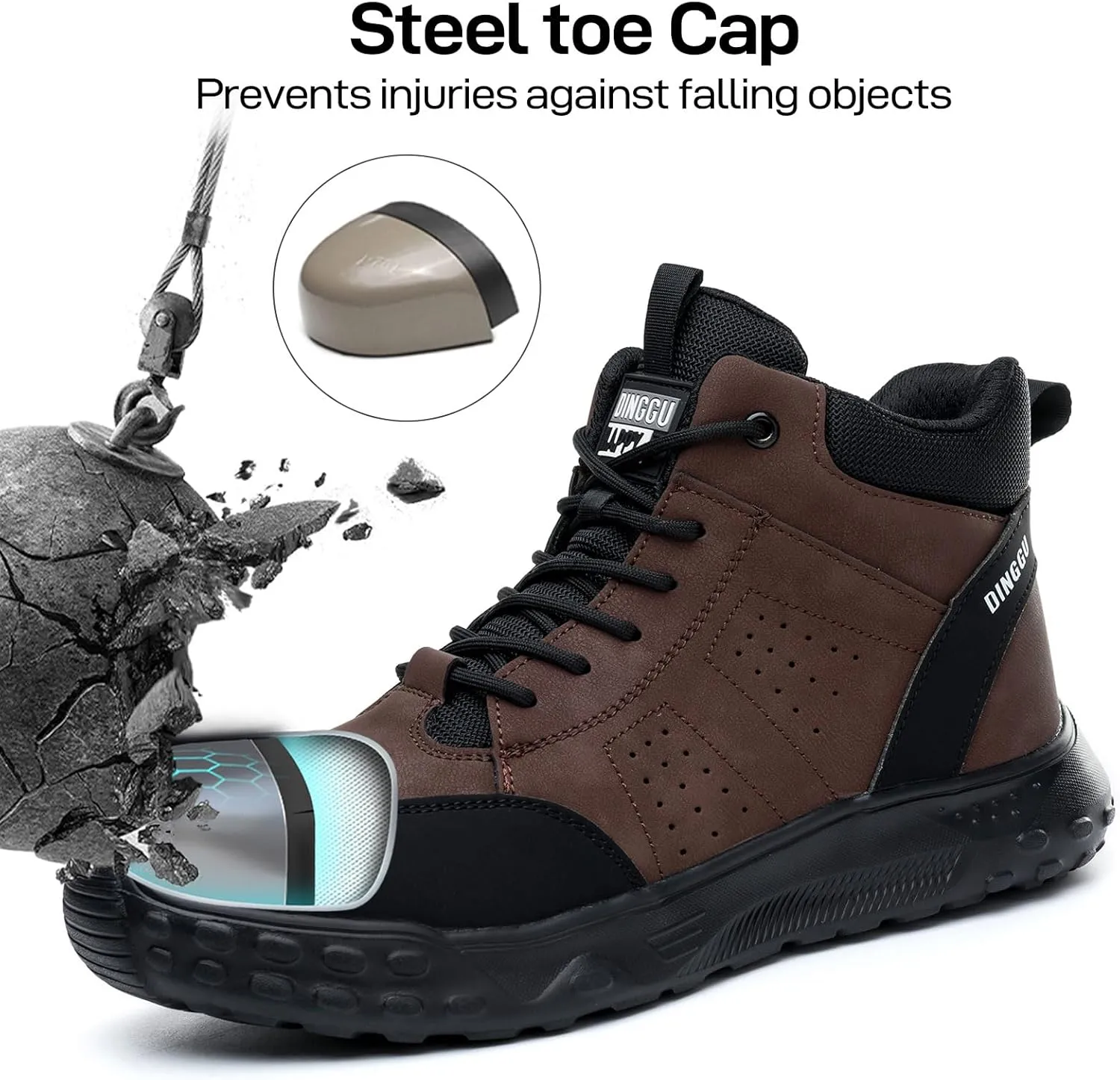 Steel Toe Shoes for Men Women Comfortable Work Shoes Indestructible Construction Work Boots Lightweight Safety Shoes