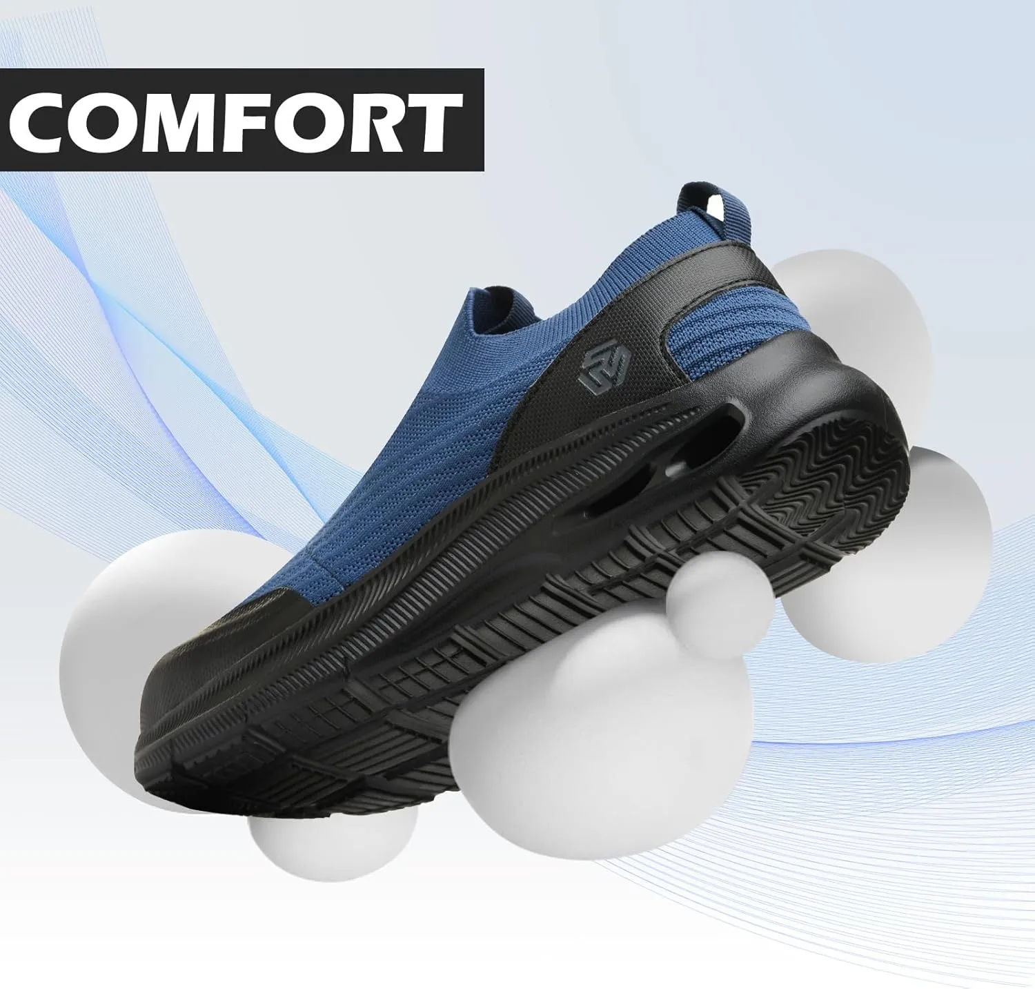 Steel Toe Shoes Men Lightweight Comfortable Work Shoes Slip On Safety Shoe Walking Sneakers Puncture Proof Loafers