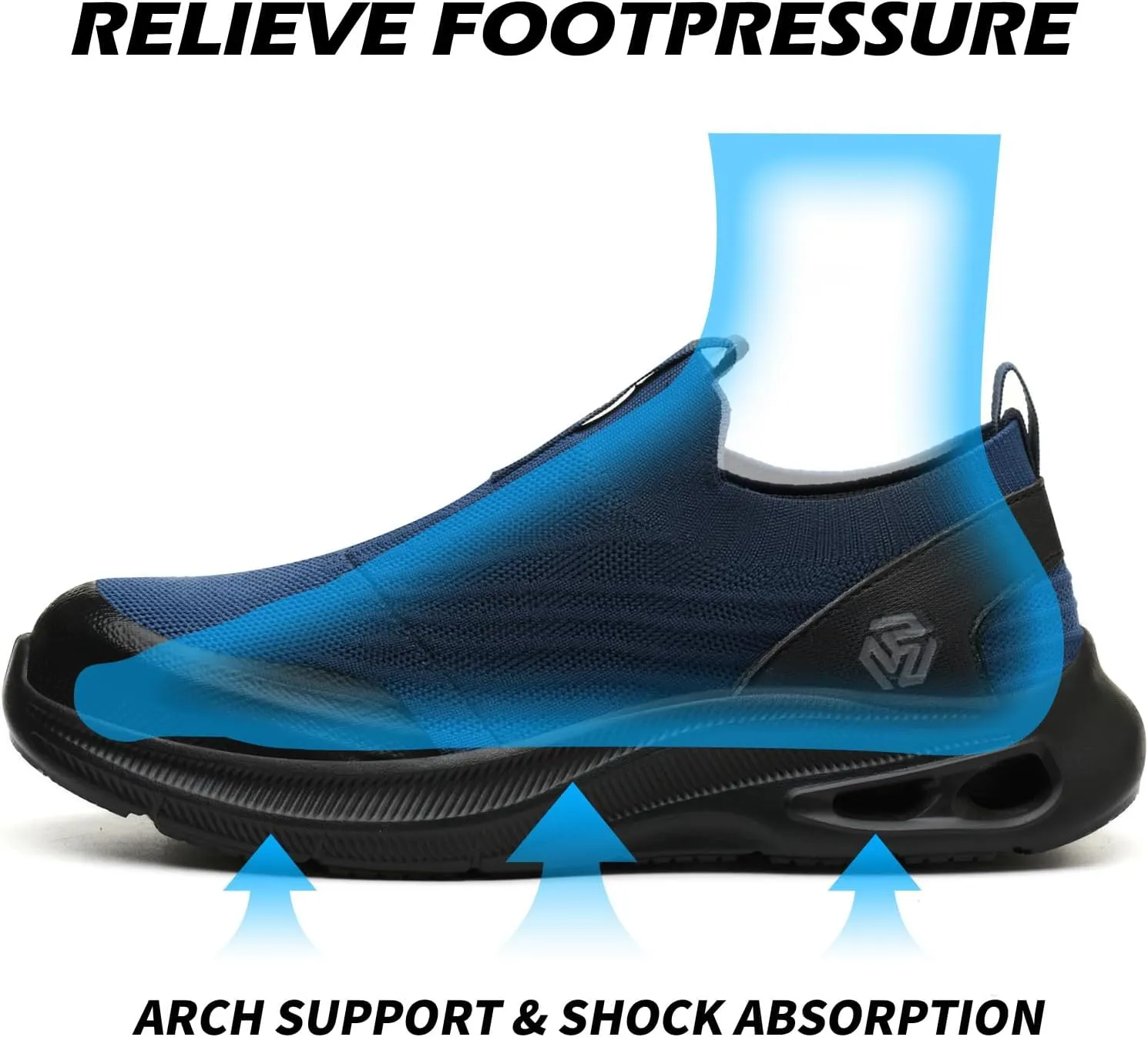 Steel Toe Shoes Men Lightweight Comfortable Work Shoes Slip On Safety Shoe Walking Sneakers Puncture Proof Loafers