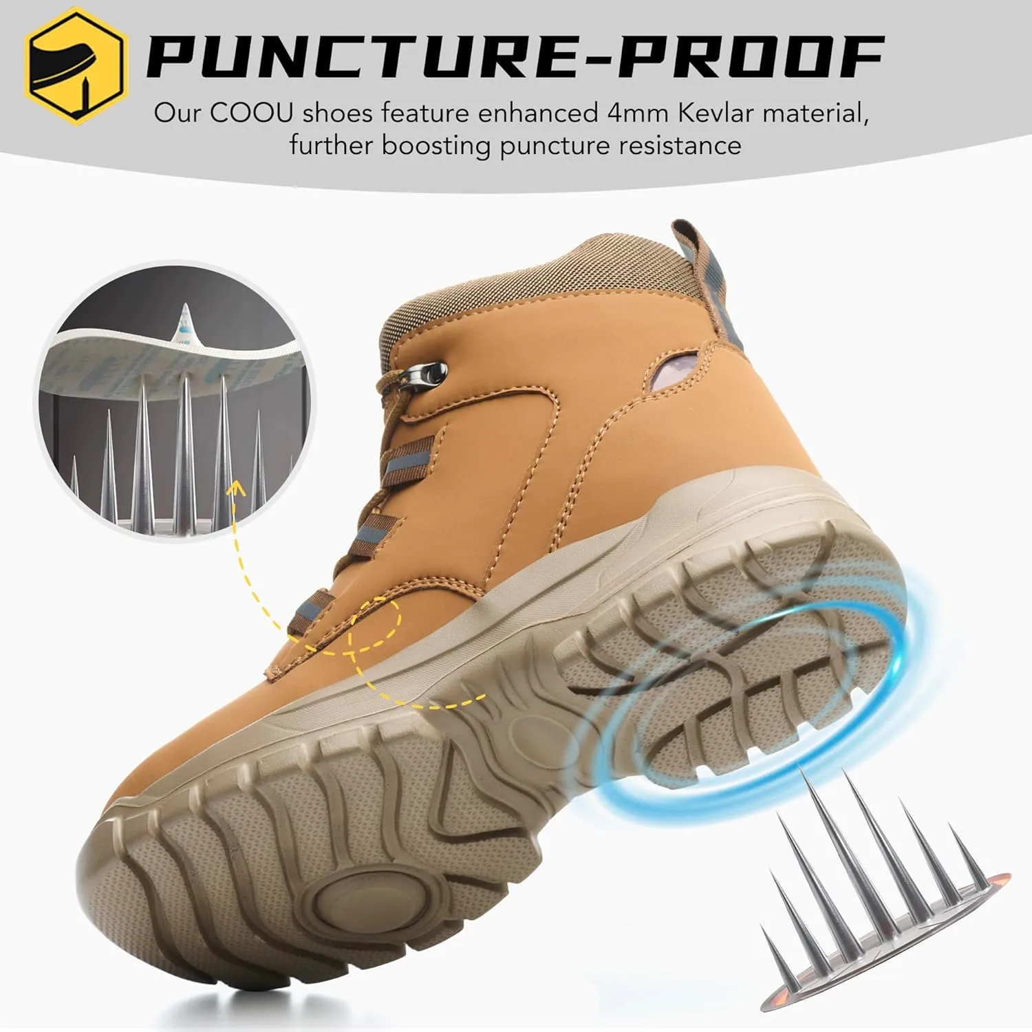 Steel Toe Work Boots for Men Women Slip Resistant Puncture-Resistant Lightweight Safety Shoes Industrial & Construction Work Boots