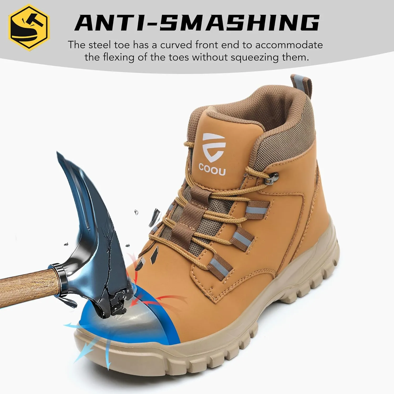 Steel Toe Work Boots for Men Women Slip Resistant Puncture-Resistant Lightweight Safety Shoes Industrial & Construction Work Boots