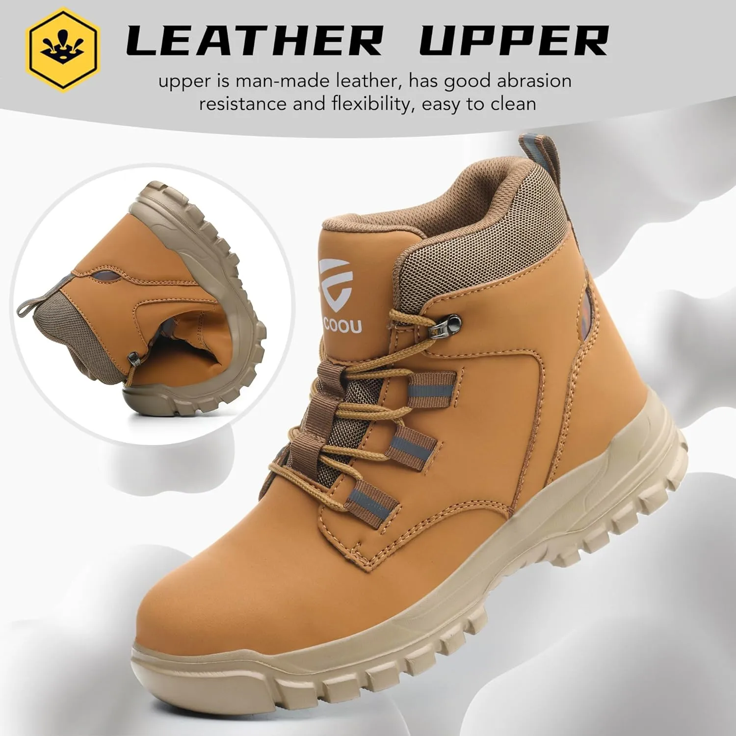 Steel Toe Work Boots for Men Women Slip Resistant Puncture-Resistant Lightweight Safety Shoes Industrial & Construction Work Boots