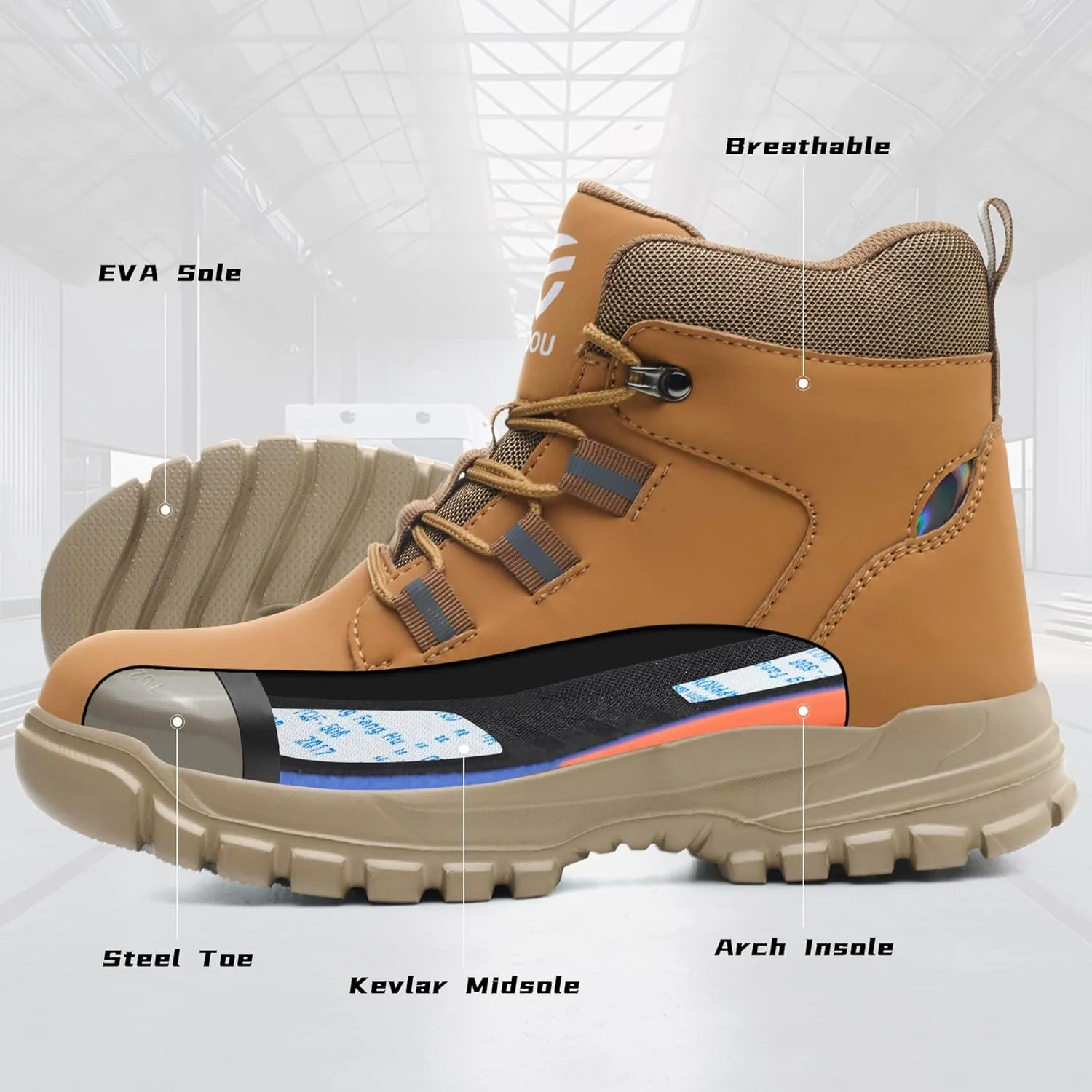 Steel Toe Work Boots for Men Women Slip Resistant Puncture-Resistant Lightweight Safety Shoes Industrial & Construction Work Boots