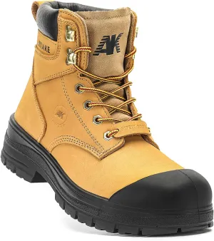 Steel Toe Work Boots for Men,6 inch, Full Grain Leather, electrical insulation, Non-Slip, Impact Resistance, Breathable & Comfortable Safety Boots