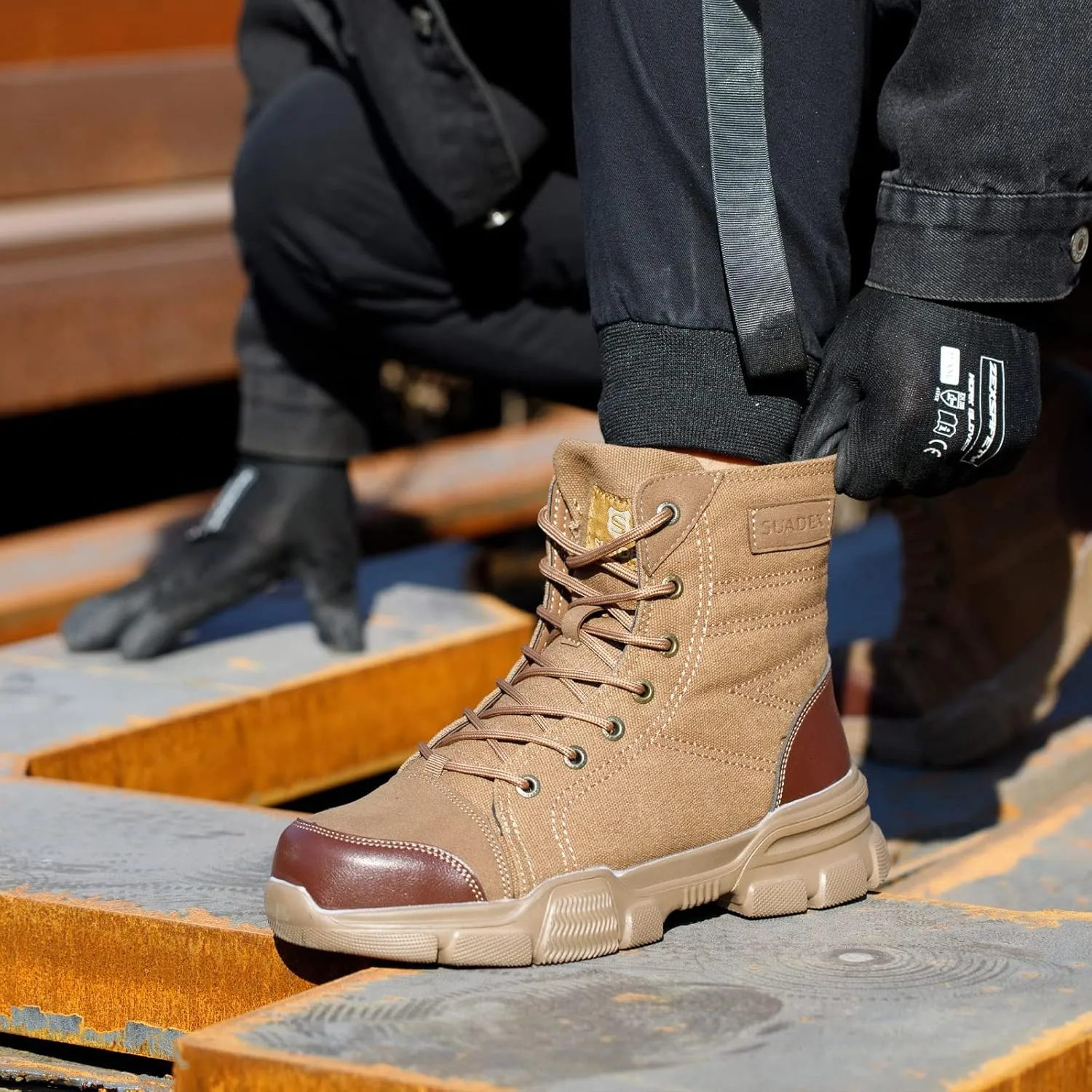 SUADEX Steel Toe Boots for Men Women Indestructible Non Slip Comfortable Work Boot Safety Construction Shoes