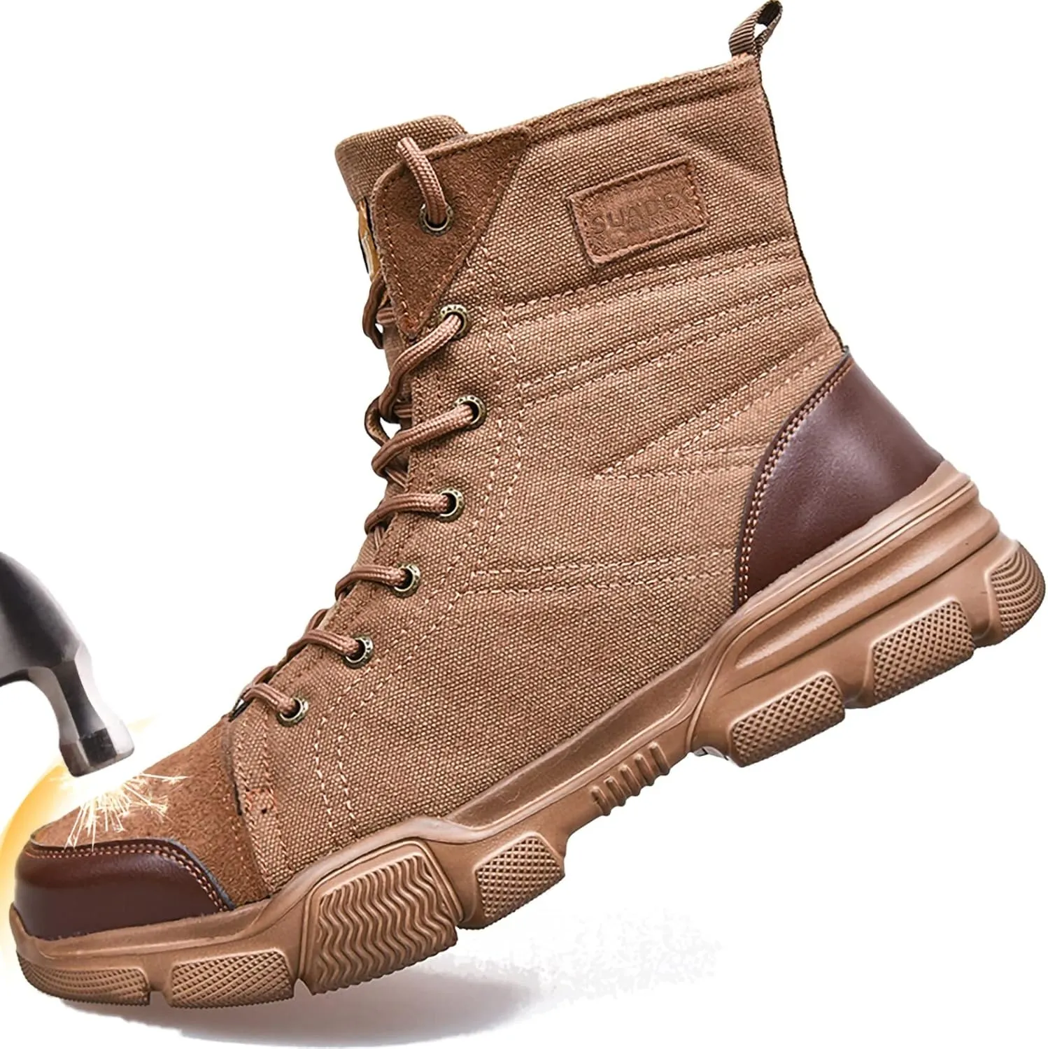 SUADEX Steel Toe Boots for Men Women Indestructible Non Slip Comfortable Work Boot Safety Construction Shoes