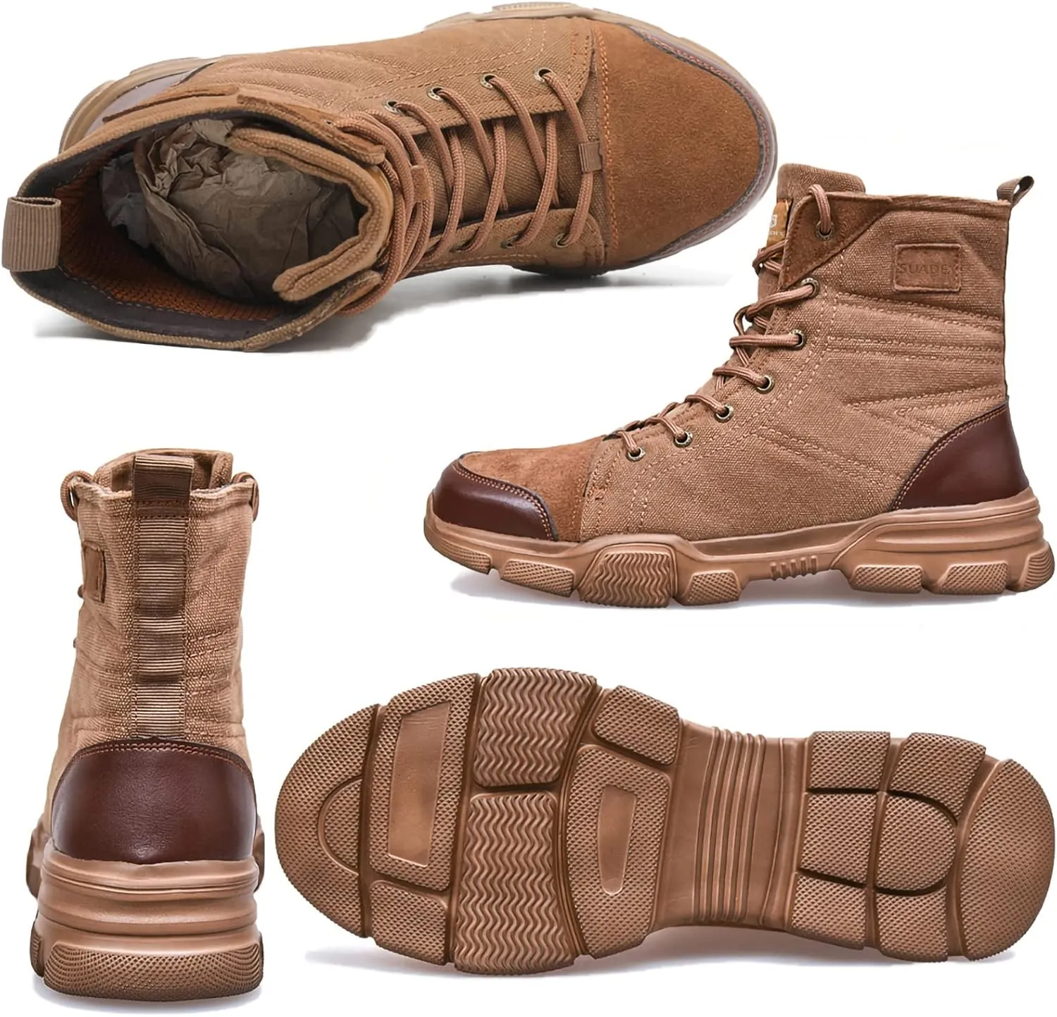 SUADEX Steel Toe Boots for Men Women Indestructible Non Slip Comfortable Work Boot Safety Construction Shoes