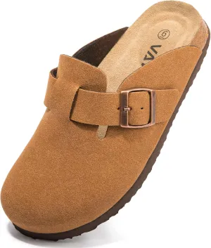 Suede Clogs Potato Shoes Cork Footbed Sandals Comfort Mules with Arch Support Slip On Slippers