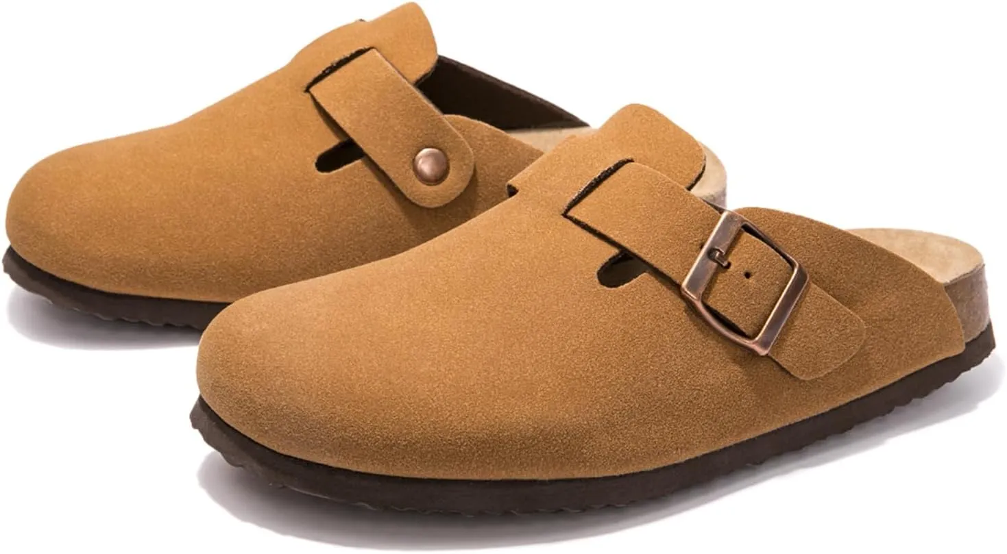 Suede Clogs Potato Shoes Cork Footbed Sandals Comfort Mules with Arch Support Slip On Slippers