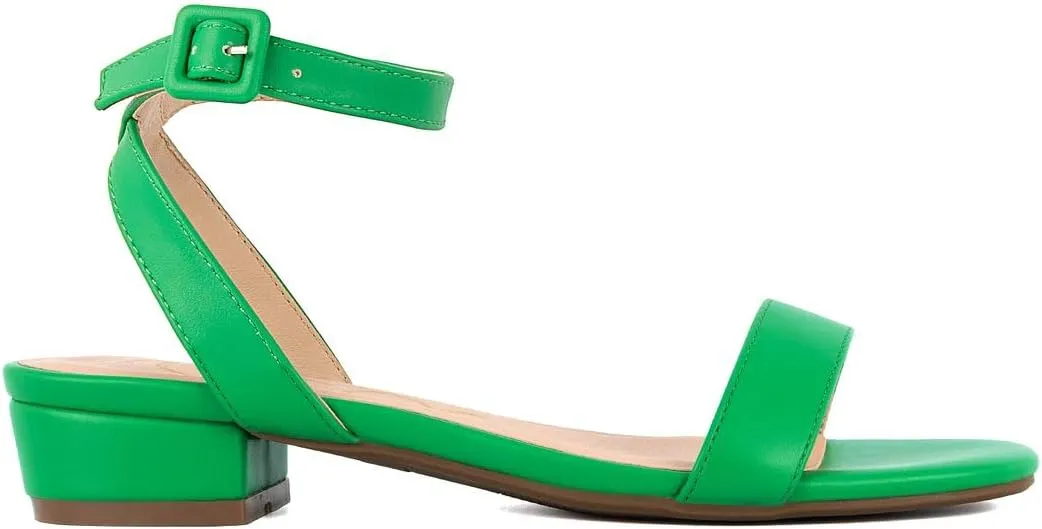 Sugar Women's Low Block Heel Dress Sandals – Ankle Strap Open Toe Comfortable Walking Heels for Casual, Party, or Work
